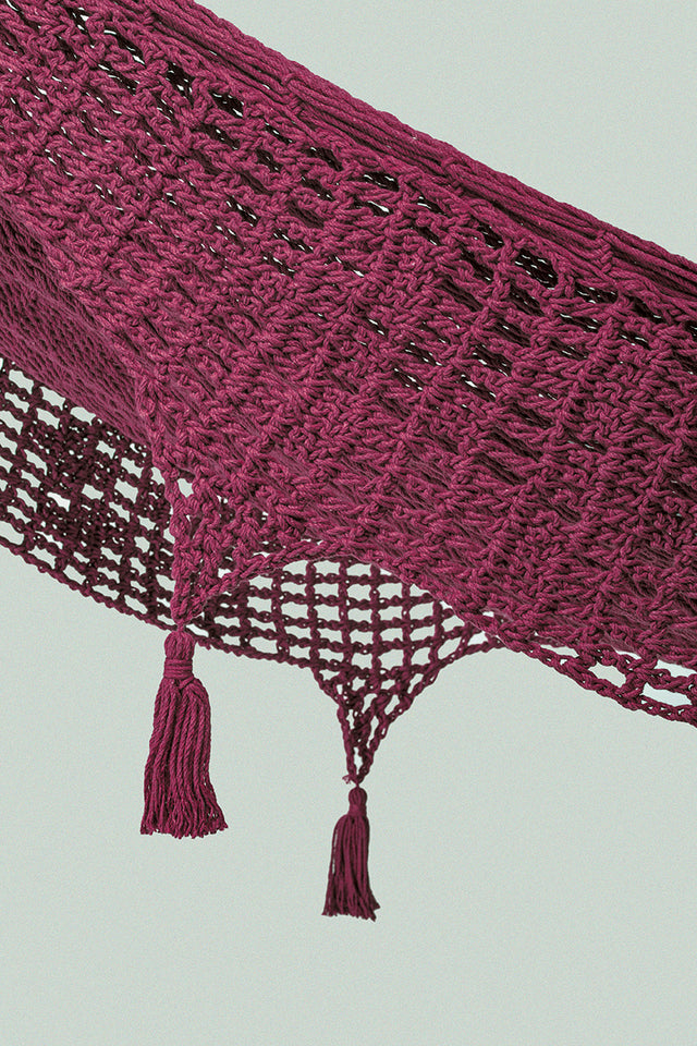 Mayan Legacy King Size Deluxe Outdoor Cotton Mexican Hammock in Maroon Colour