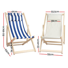 Gardeon Outdoor Furniture Sun Lounge Beach Chairs Deck Chair Folding Wooden Patio