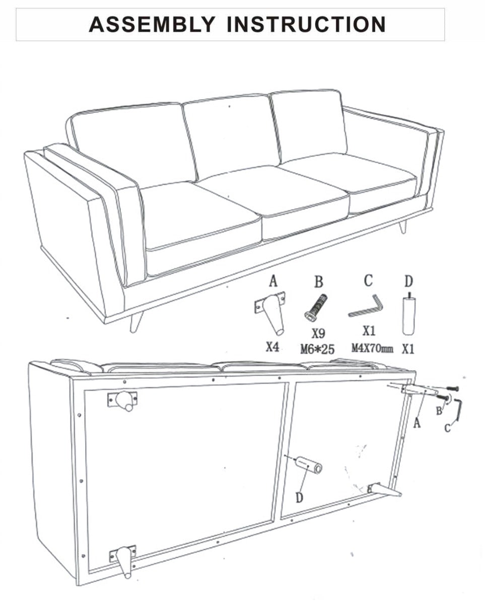 3 Seater Sofa Beige Fabric Modern Lounge Set for Living Room Couch with Wooden Frame.