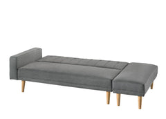 3 Seater Fabric Sofa Bed with Ottoman - Light Grey.