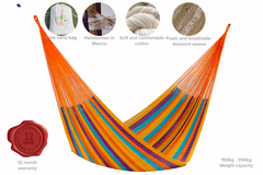 Mayan Legacy Queen Size Cotton Mexican Hammock in Alegra Colour