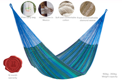 Mayan Legacy King Size Cotton Mexican Hammock in Caribe Colour