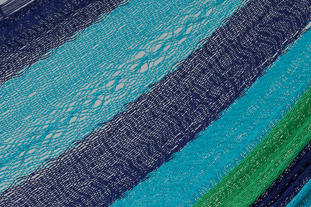 Mayan Legacy King Size Cotton Mexican Hammock in Oceanica Colour