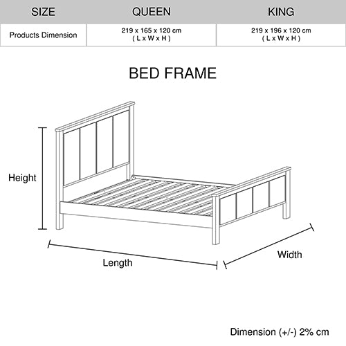4 Pieces Bedroom Suite with Solid Acacia Wood Veneered Construction in King Size White Ash Colour Bed, Bedside Table & Tallboy