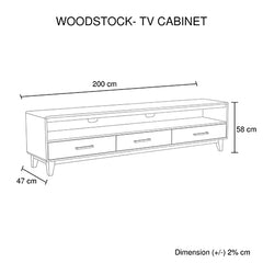 TV Cabinet with 3 Storage Drawers with Shelf in Wooden Entertainment Unit in Light Brown Colour