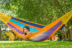 Mayan Legacy King Size Outdoor Cotton Mexican Hammock in Alegra Colour