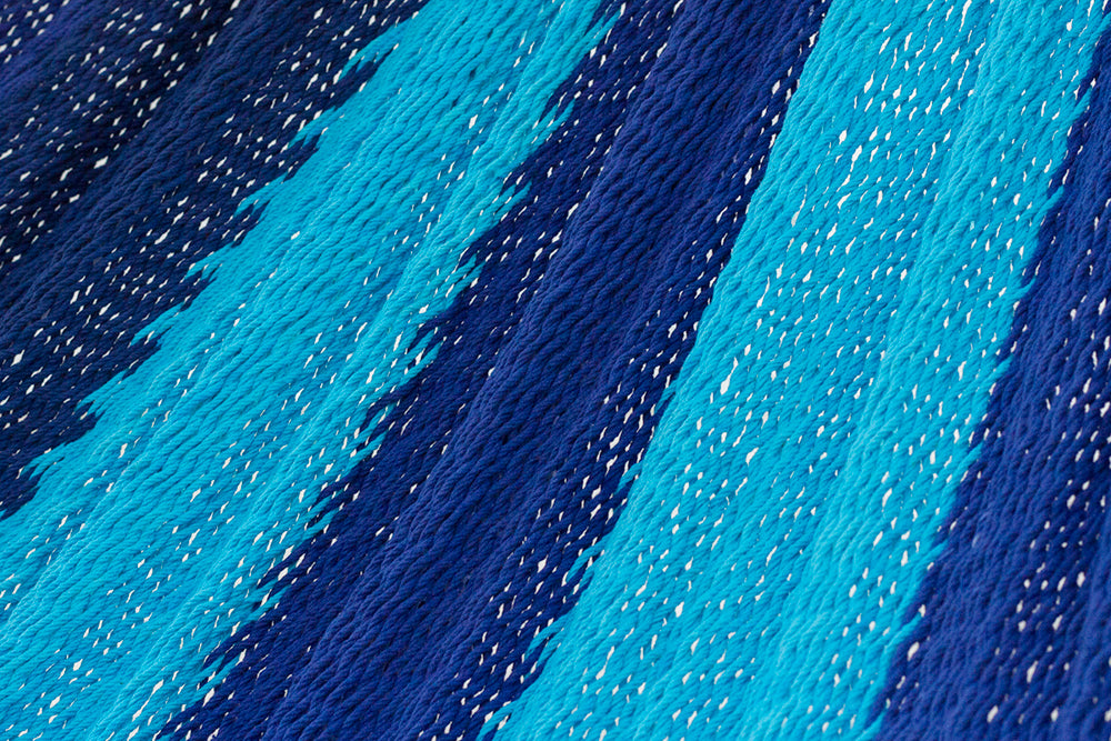 Mayan Legacy King Size Outdoor Cotton Mexican Hammock in Caribbean Blue Colour