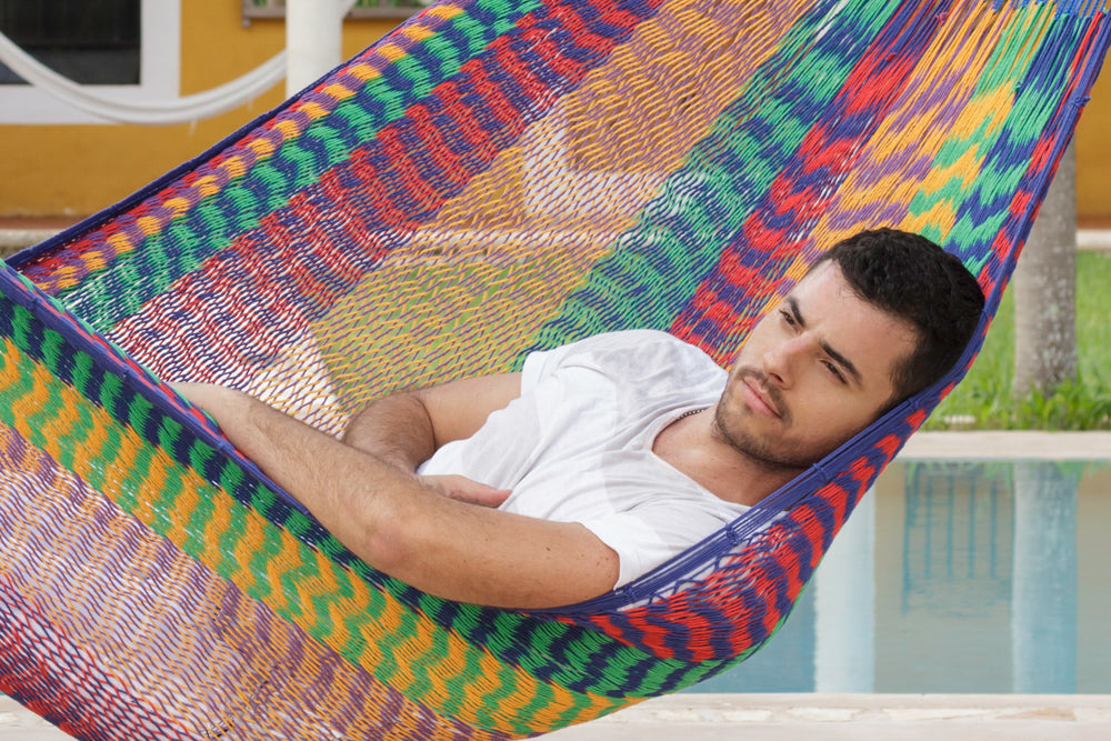 Mayan Legacy Queen Size Outdoor Cotton Mexican Hammock in Mexicana Colour