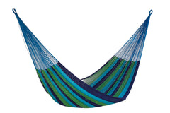 Mayan Legacy Queen Size Outdoor Cotton Mexican Hammock in Oceanica Colour