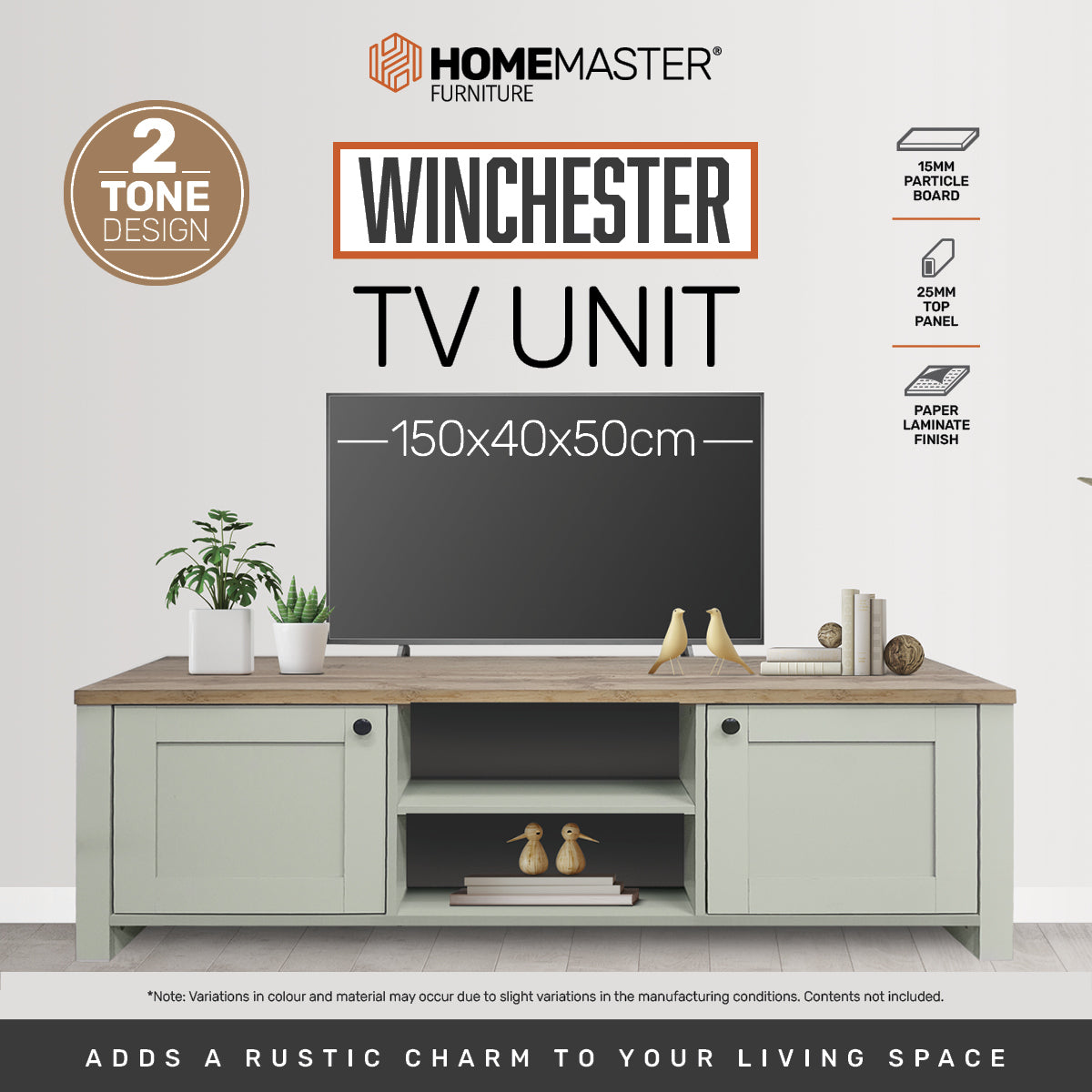 Home Master Winchester Two Tone TV Entertainment Unit Stylish Design 150cm