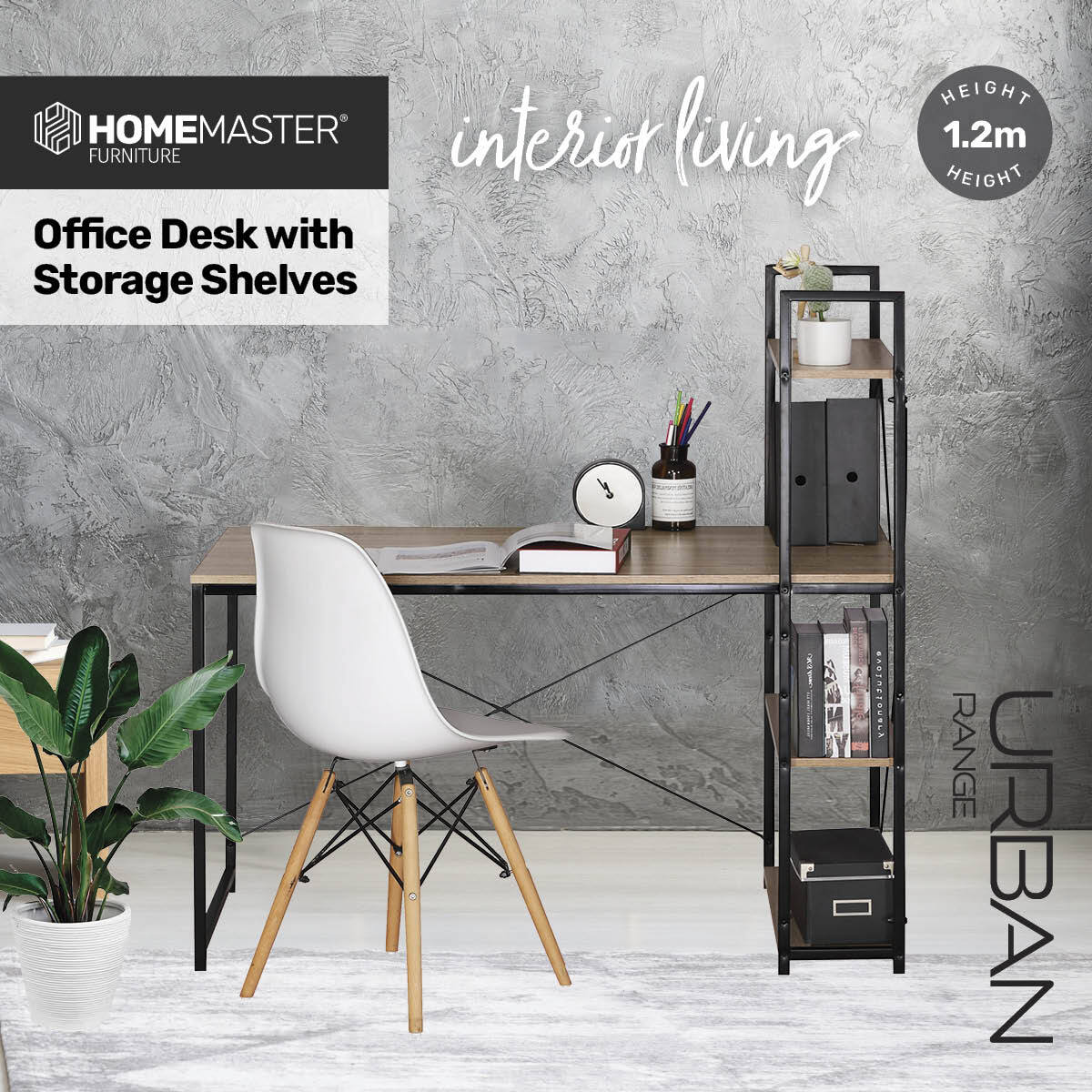 Home Master Office Desk &amp; Storage Shelves Unique Stylish Modern Design 1.2m