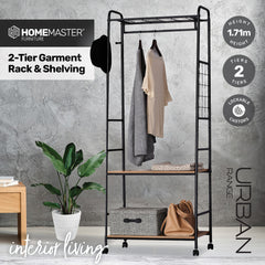 Home Master Garment Rack &amp; Shelving 2 Tier Sleek Stylish Modern Design 1.71m