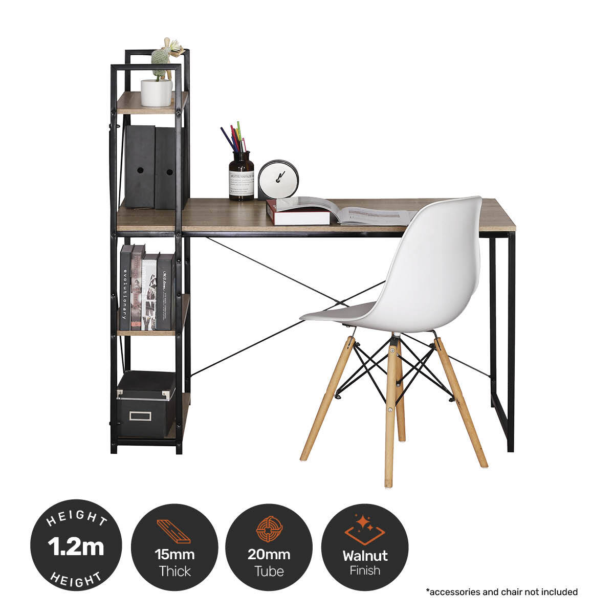Home Master Office Desk &amp; Storage Shelves Unique Stylish Modern Design 1.2m